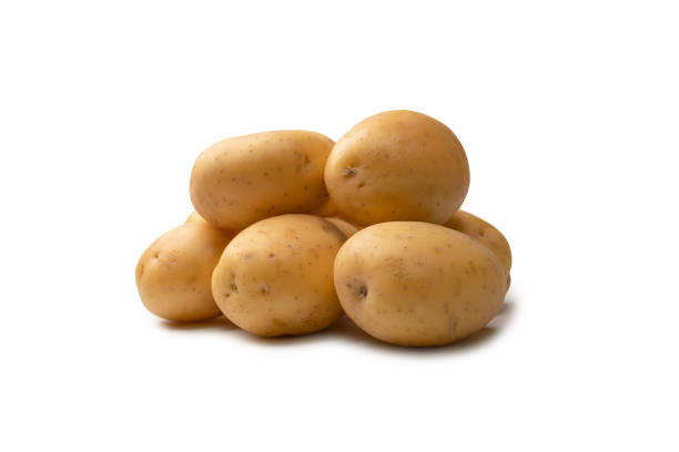 istock A group of fresh tasty potato isolated on white background. 1432951617