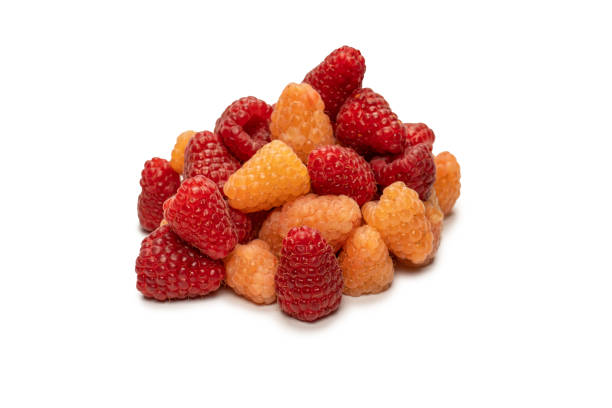 istock Tasty raspberries isolated on  white background. 1432951645