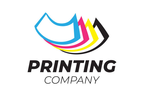 Printing Company Logo Design With Magenta Yellow And Black Colors Stock Illustration Download Image - iStock