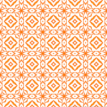 Oriental arabesque hand drawn border. Orange energetic boho chic summer design. Textile ready bold print, swimwear fabric, wallpaper, wrapping. Arabesque hand drawn design.