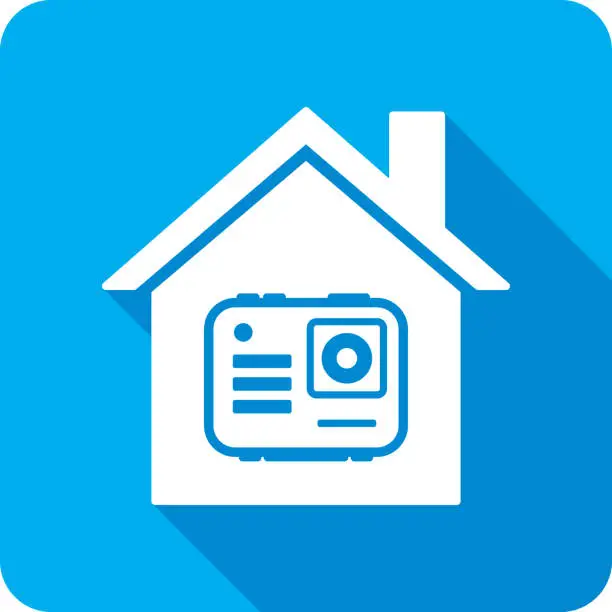 Vector illustration of House Portable Camera Icon Silhouette