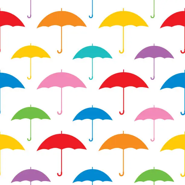 Vector illustration of Colorful Umbrellas Seamless Pattern