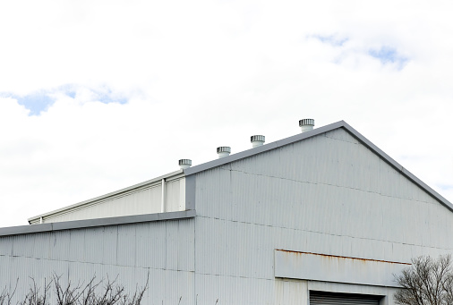 Industrial building, Sutherland Shire NSW Australia, background with copy space, horizontal composition