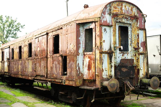 istock Historic railway. Old, rusty railroad car. 1432960285