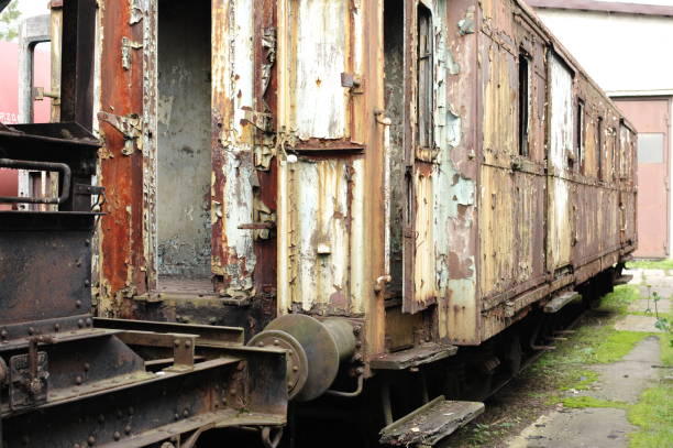 istock Historic railway. Old, rusty railroad car. 1432960452