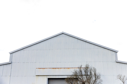 Industrial building, Sutherland Shire NSW Australia, background with copy space, horizontal composition