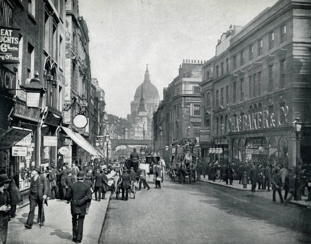 fleet street london des 19. jahrhunderts - neunzehntes jahrhundert stock-fotos und bilder