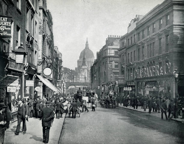 플릿 스트리트 19세기 런던 - london england old fashioned england old 뉴스 사진 이미지