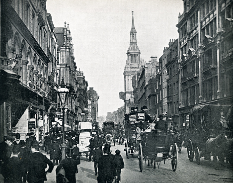 Cheapside is in the City of London. Near its eastern end is Mansion House, the Bank of England. To the west is St. Paul's Cathedral.