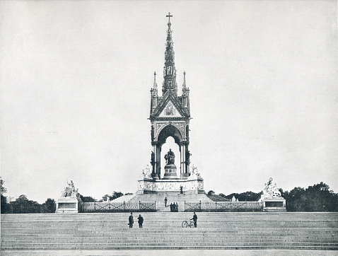 The Albert Memorial, directly north of the Royal Albert Hall /commissioned by Queen Victoria in memory of her husband Prince Albert, who died in 1861