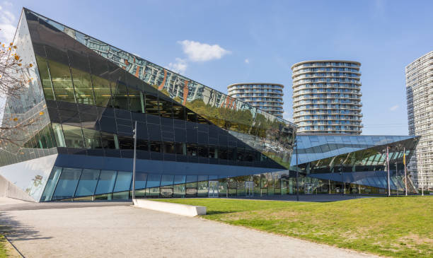 Copenhagen, Denmark - Sept 2022: The BLOX, a new prestige building for architecture and design on Christians Brygge. House of Danish Architecture Center (Dansk Arkitektur Center, DAC)  designed by OMA