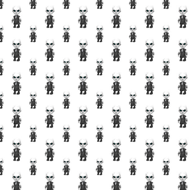 pattern in the form of various monsters on a white background 3d-rendering.