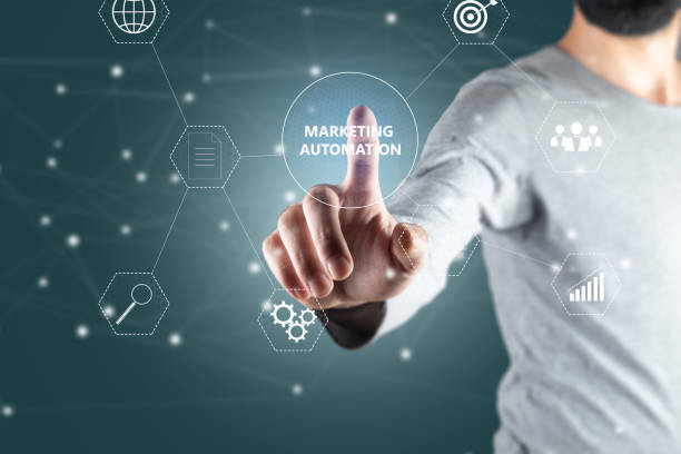 istock Marketing automation and icons on virtual screen. 1432973714