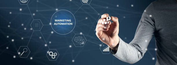 istock Marketing automation and icons on virtual screen. 1432973717