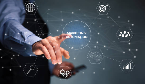 istock Marketing automation and icons on virtual screen. 1432973722