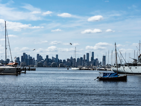 View of Melbourne skyline from Williamstown