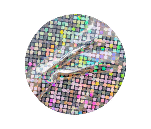 istock Blank round adhesive holographic foil sticker label isolated on white background 1432986853