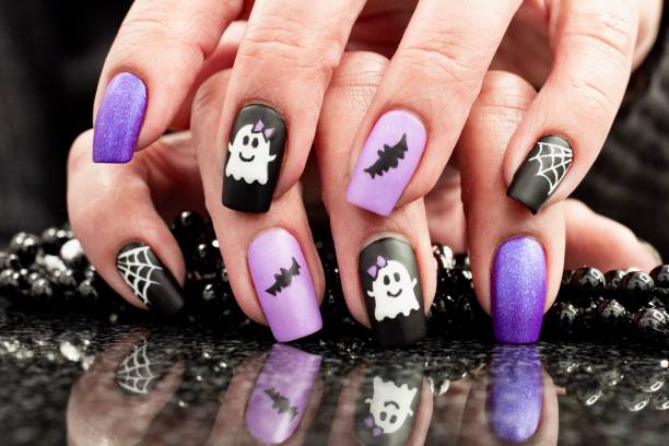 Bats and Ghosts Nail Art Design