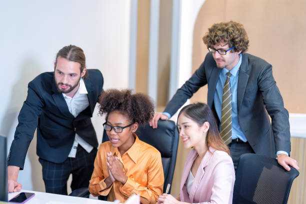 istock Group of start-up business co-worker staff working in office 1432996444