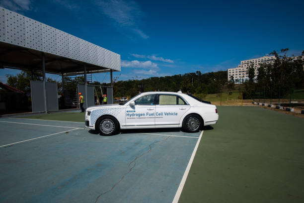 Hydrogen powered Aurus Senat car. stock photo