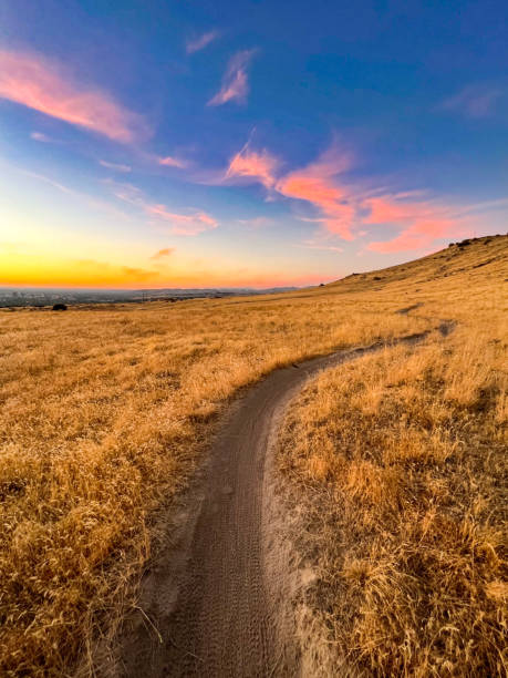 아이다호 보이즈의 테이블 록 마운틴에서의 일몰 하이킹 - idaho boise sunset scenics 뉴스 사진 이미지