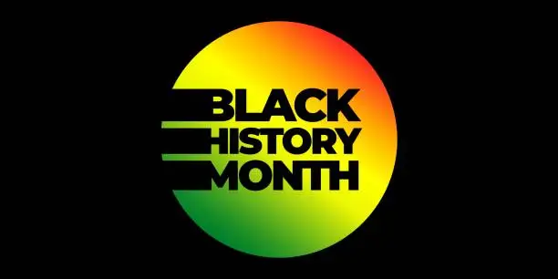 Vector illustration of Black history month. Vector web banner, poster, card for social media, networks. Abstract shape and text Black history month, on black background.