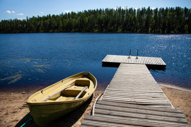istock Boat and jetty on a Lake in Finland 1433017579