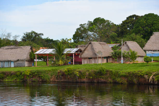 The small, remote village of Versalles, on the banks of the Guaporé-Itenez river stock photo