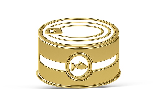 Golden 3d canned food icon isolated on white background - 3D render