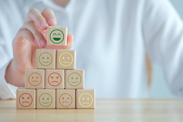 istock Hand choosing happy face among many emotion on wooden blocks. Positive thinking, Feedback, Satisfaction, Customer service review, Mental health assessment, World mental health day concept. 1433020446
