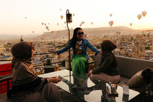 female friendship talking and enjoying their holiday in cappadocia