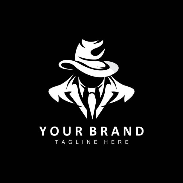 illustrazioni stock, clip art, cartoni animati e icone di tendenza di mafia logo design, tuxedo suit icon, vector businessman, logo detective, brand label - smoking issues illustrations