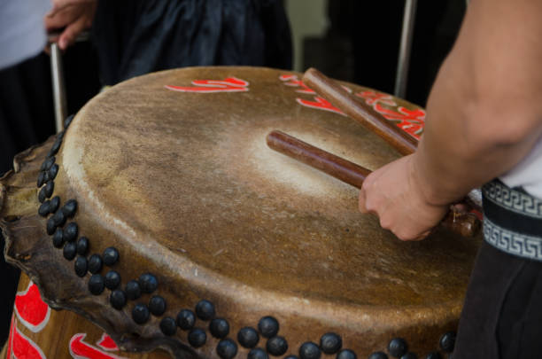 istock Drumsticks beating on a Chinese traditional drum. 1433034727