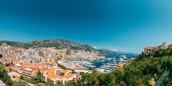Panoramic view of the Hercules Port in Monte Carlo, Monaco
