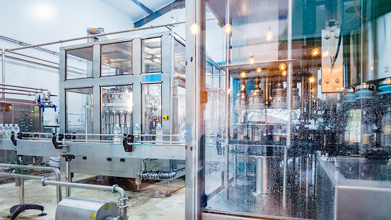 Inside an empty working Water Bottling Plant Facility, Cape Town, South Africa