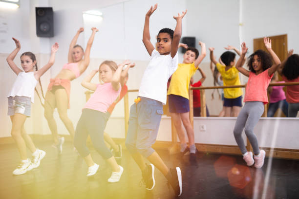 istock Boys and girls training in dance studio 1433037947
