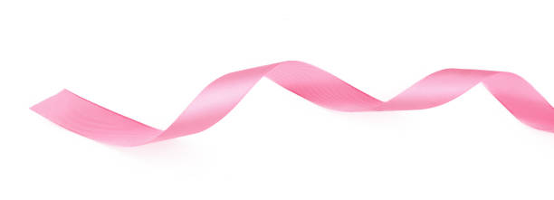 istock Curled pink ribbon isolated on white background 1433038038