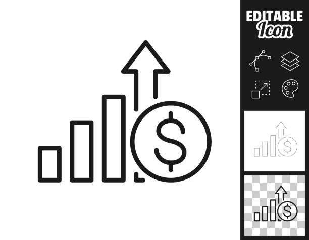 ilustraciones, imágenes clip art, dibujos animados e iconos de stock de aumento de la tasa del dólar. icono para el diseño. fácilmente editable - moving up prosperity growth arrow sign