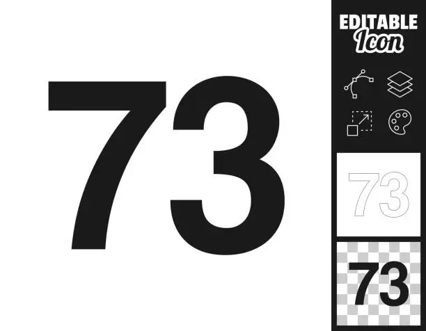 Vector illustration of 73 - Number Seventy-three. Icon for design. Easily editable