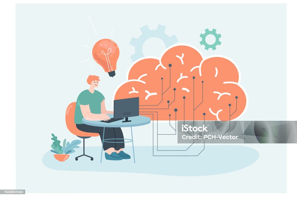 Programmer Brain Design Programmer Working With Digital Brain And Computer Learning Ai Stock ...