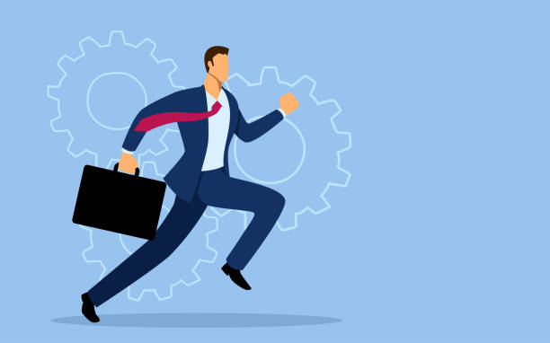 Businessman running with briefcase Vector illustration of businessman running with briefcase priority baggage tag stock illustrations