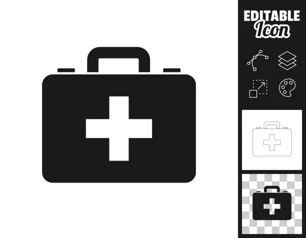 Vector illustration of Medical case - First aid kit. Icon for design. Easily editable