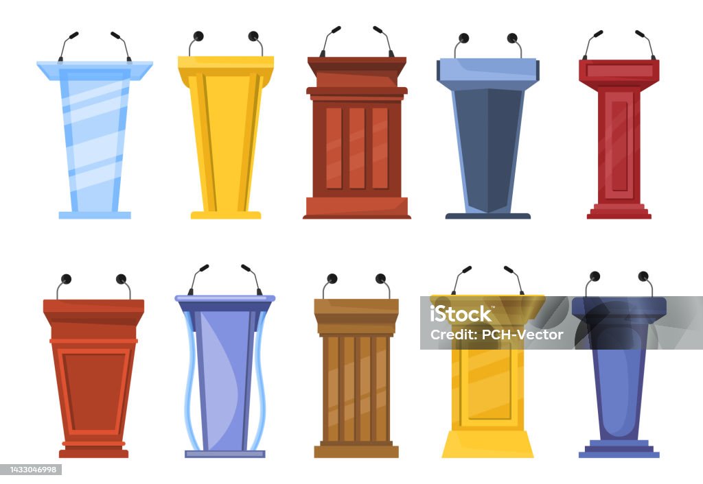Debating Platforms Different Debate Rostrums And Platforms Stock Illustration - Download ...