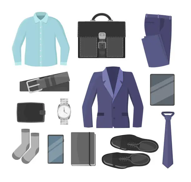 Vector illustration of Business man or office worker accessories and formal clothes
