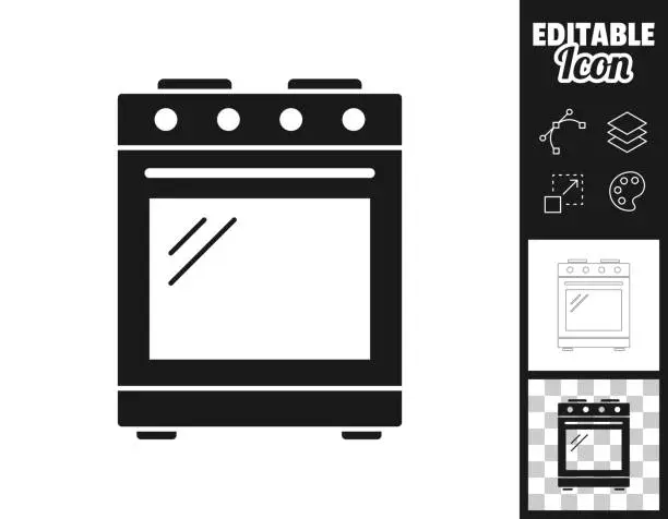 Vector illustration of Gas stove - gas range. Icon for design. Easily editable