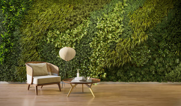 istock Vertical Green Wall in a living room interior, 3d render 1433047319
