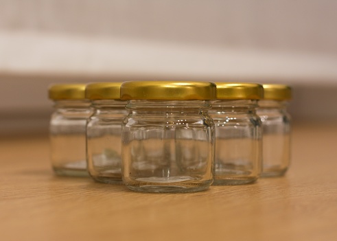 Glass Milk Bottles in a Metal Tray