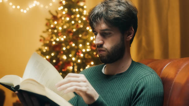 istock Reading a book in Christmas mood 1433053653
