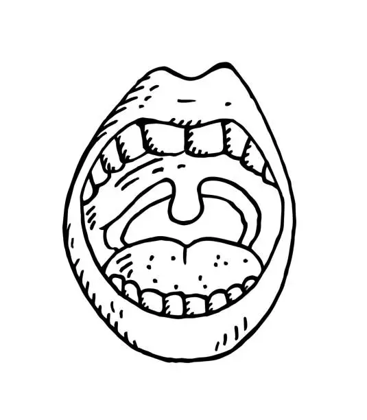 Vector illustration of Hand drawn mouth