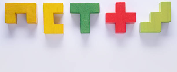 istock Top view on colorful wooden blocks  on white background 1433055191